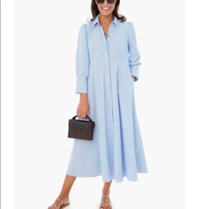 TUCKERNUCK POMANDER PLACE LOLA BLUE PINSTRIPE DRESS NEW without tags SIZE XS